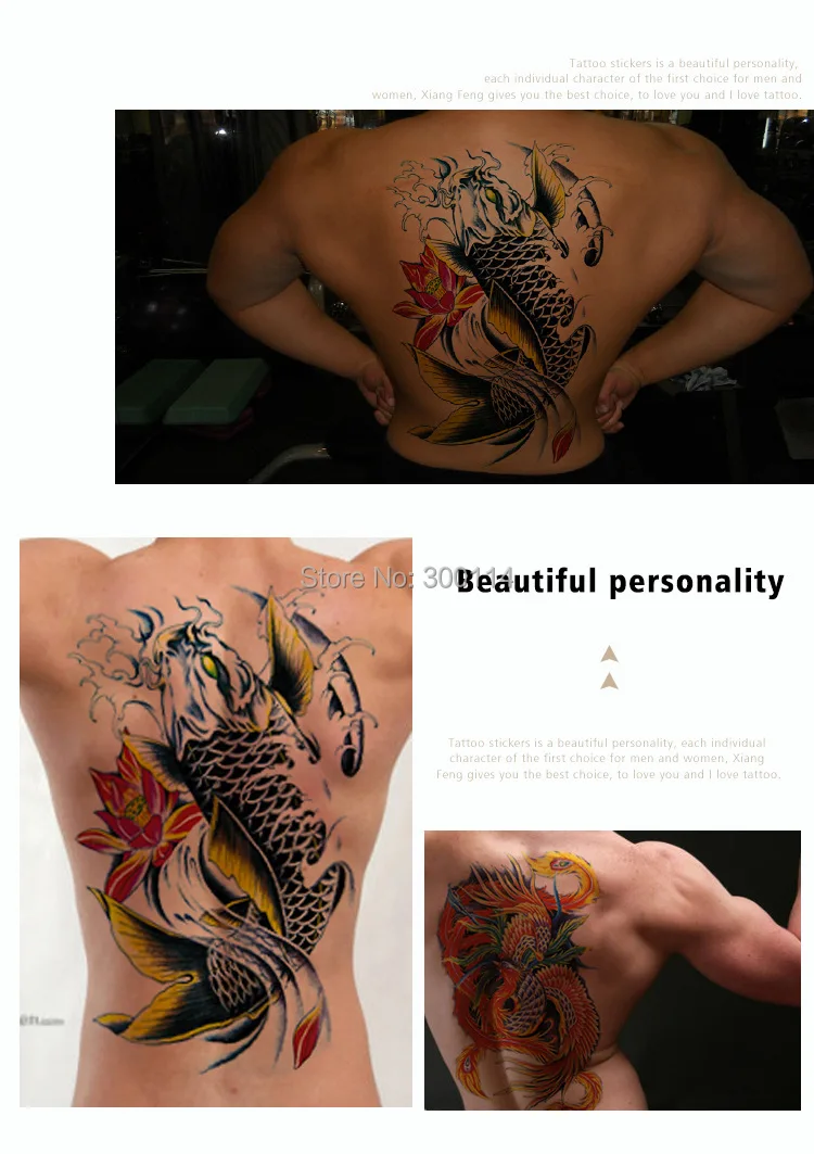 Одноразовые татуировки, большие размеры, полная спина, водонепроницаемые, 35*48 см, Временные татуировки, боди-арт, татуировки, 500pks/lot
