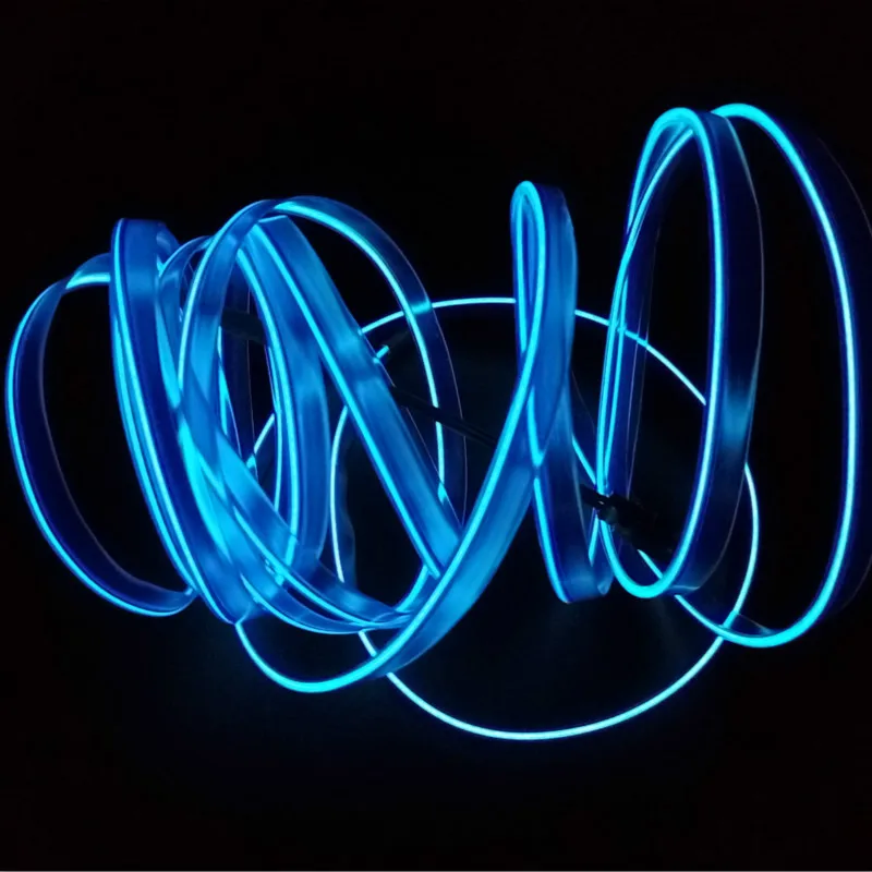 JURUS 3 метра водонепроницаемая гибкая неоновая электрическая проволока, Светодиодная лента, декоративные лампы, внутренний свет, 12 В, гнездо для автомобильного прикуривателя - Испускаемый цвет: Синий