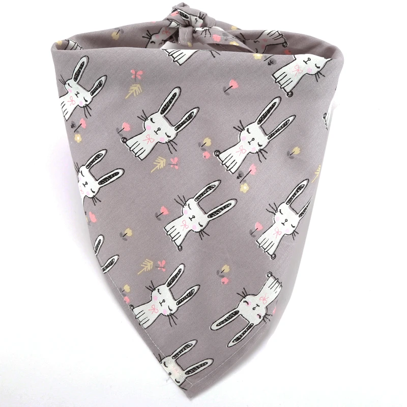 

Easter Personalized Cute Animal Printed Fox Rabbit Flamingo Dog Bandana Reversible Triangular Bandage Dog Scarf for Large Dogs