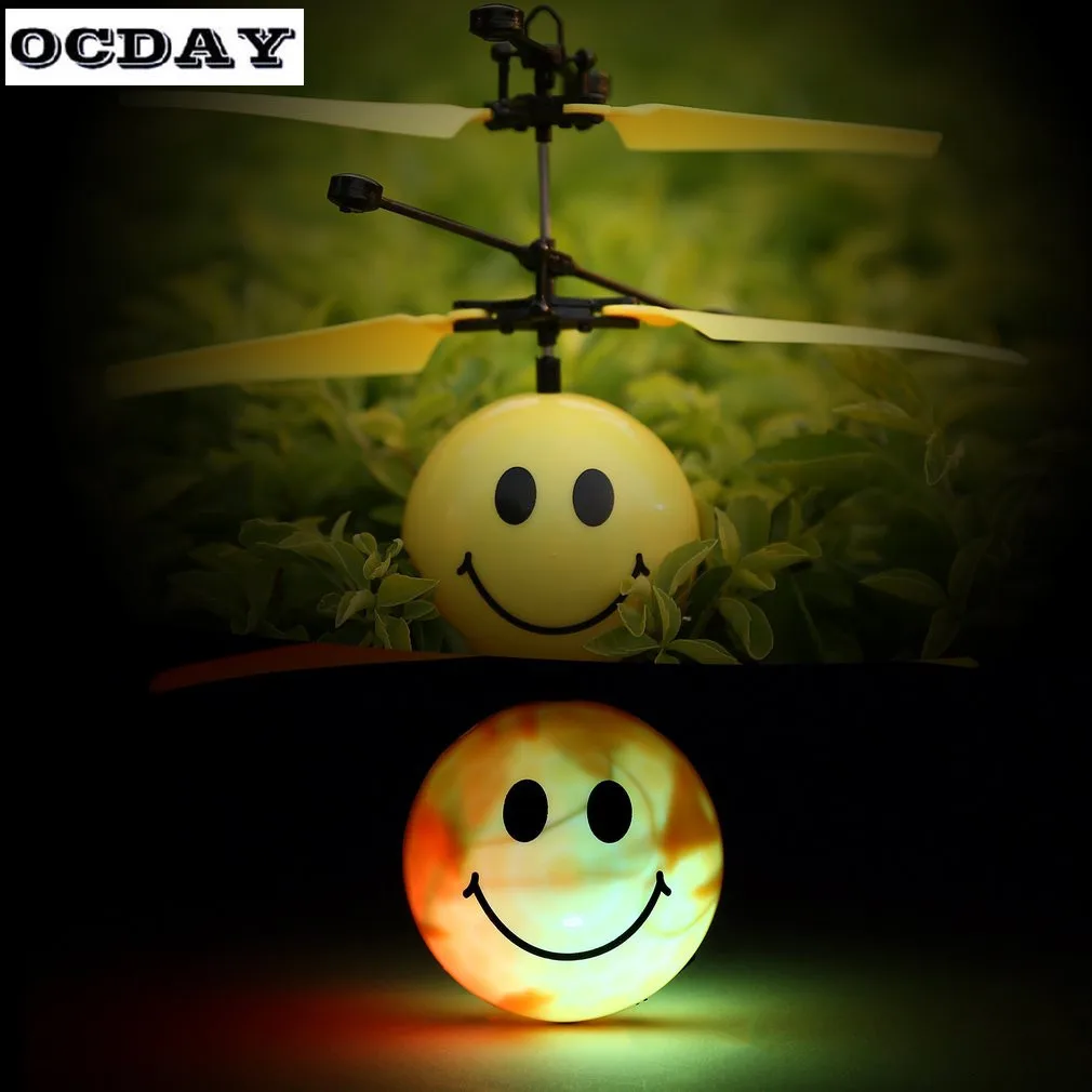 

Antistress Emotion Magic Flying Ball Infrared Induction Flying Flash Disco Smile Magic LED Lamp Ball Helicopter KID Toy RC Drone