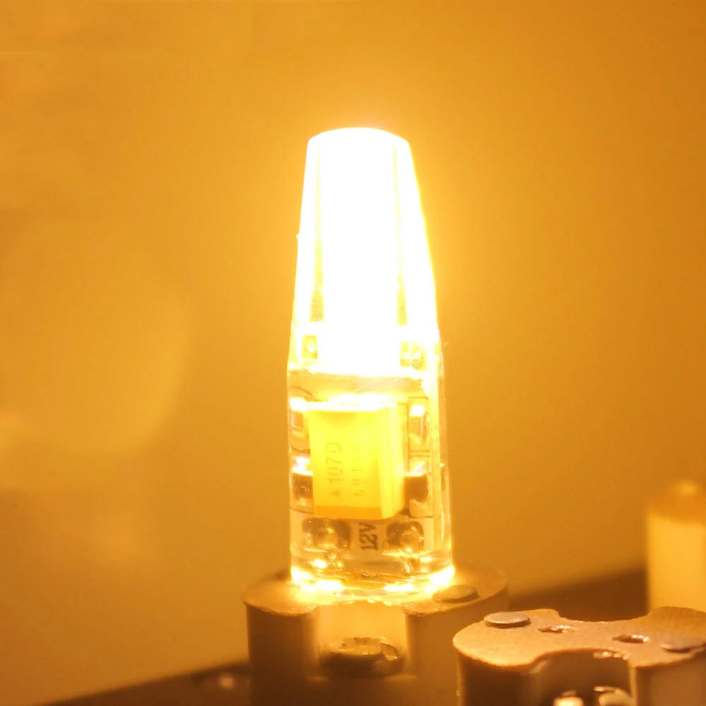 12X G4 светодиодный мини-светильник с регулируемой яркостью DC/AC 12 В/220 В 6 Вт Точечный светильник светодиодный светильник люстра светильник супер яркий G4 COB силиконовые лампы ампулы