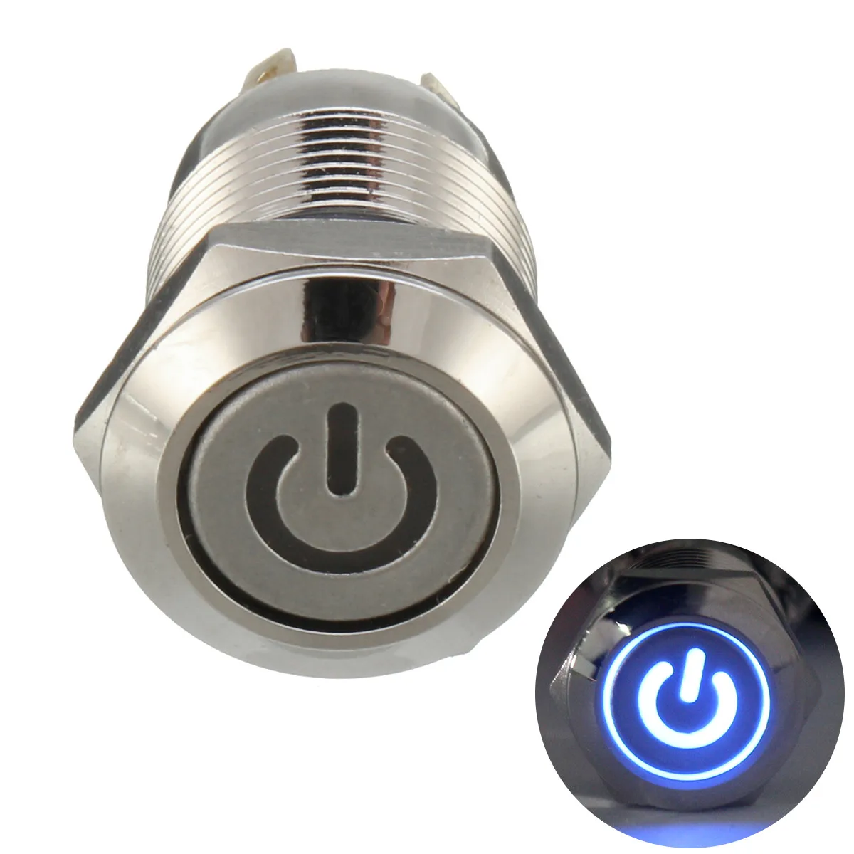 1PC 12MM Self-Recovery LED 12V Metal Button Switch Instantaneous Button Automatic Reset LED Waterproof Button - Цвет: Синий
