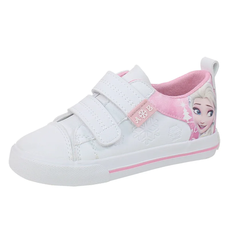 

New Disney Girls Casual Sports Shoes Frozen Princess Elsa and Anna Girls Microfiber Leather Casual Shoes