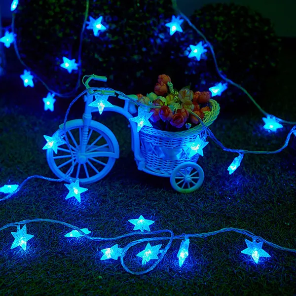 1 м 10 светодиодный гирлянда со звездами светодиодный Сказочный свет Рождественские Свадебные декоративные огни батарея работает мерцающие огни мигающая игрушка - Цвет: Синий