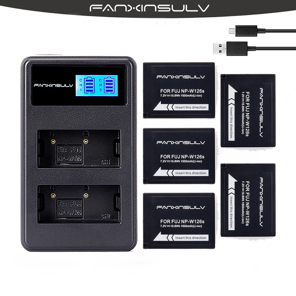 LCD Dual Cargador De Batería Fr NP-W126 Fuji XT20 XE2 XE1 XA5 XA3 XA2 HS50EXR Cámara