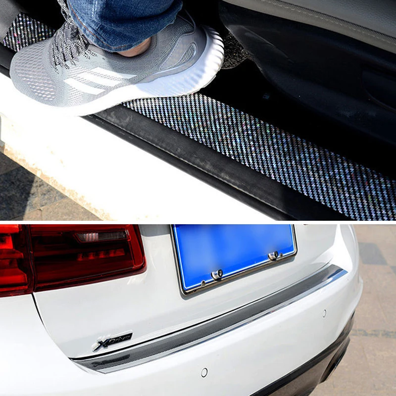 Car Stickers Laser 5D Carbon Fiber Rubber Styling Door Sill Protector Goods For KIA Audi Mazda Ford Hyundai etc Accessories 6