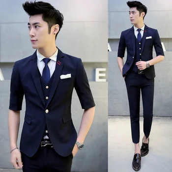 

2017 Multi short sleeve wedding men suit 3 pieces fashion summer costume homme mariage mens suits man slim fit terno masculino