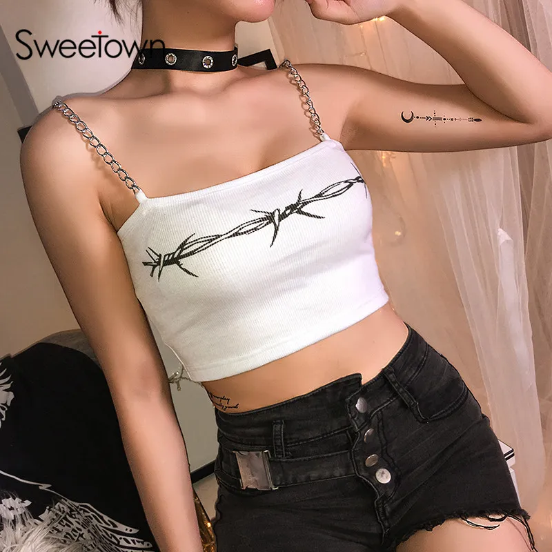 Sweetown Цветочный Принт без бретелек сексуальный топ женские летние топы Фитнес