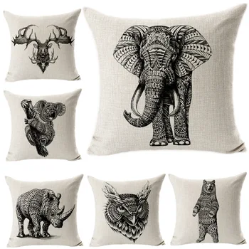 

Black and white Animal Print cotton linen bedding sets pillowcase new kids gift pillow cover