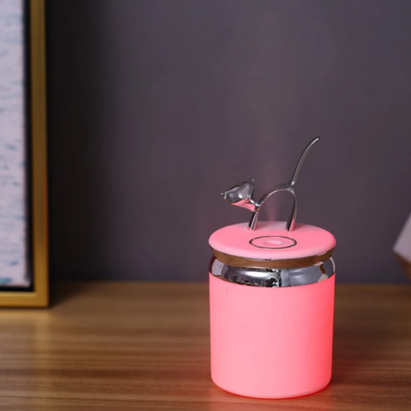 Car air freshener Kitten Humidifier Ultrasonic USB Mini Essential Oil Diffuser LED Light Office Home Air Purifier Mist Maker