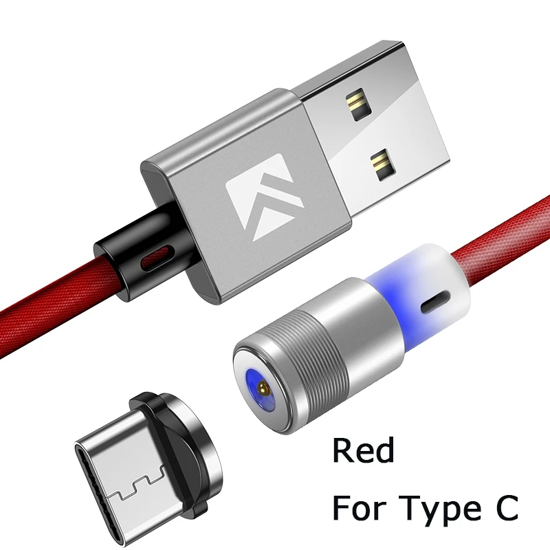 Магнитный кабель FLOVEME usb type-C для samsung S10 S9 Plus, Шнур Micro USB, зарядное устройство для iPhone XS Max XR X, Магнитный зарядный кабель - Цвет: Red For Type C