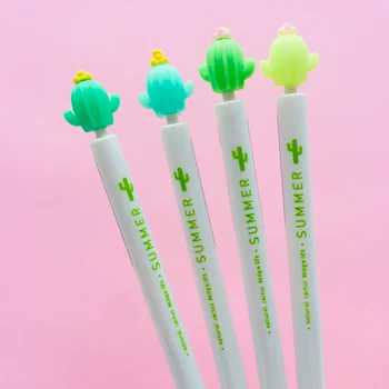 

2X Summer Style Cactus Love Press Gel Pen Rollerball School Office Supply Student Stationery Black Ink 0.5mm