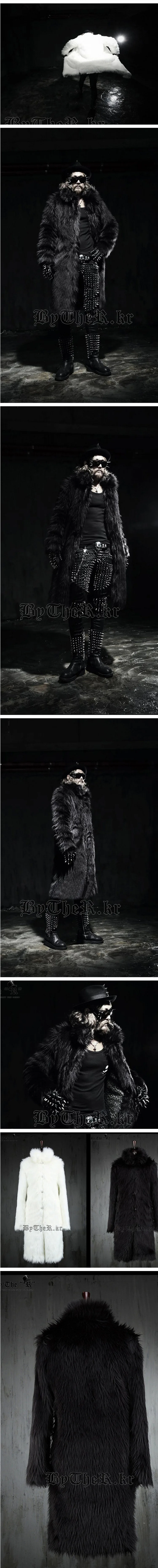 S-6XL зимняя мужская одежда плюс размеры Мужская одежда длинный плащ пальто лиса мех животных черный и белый человек искусственный