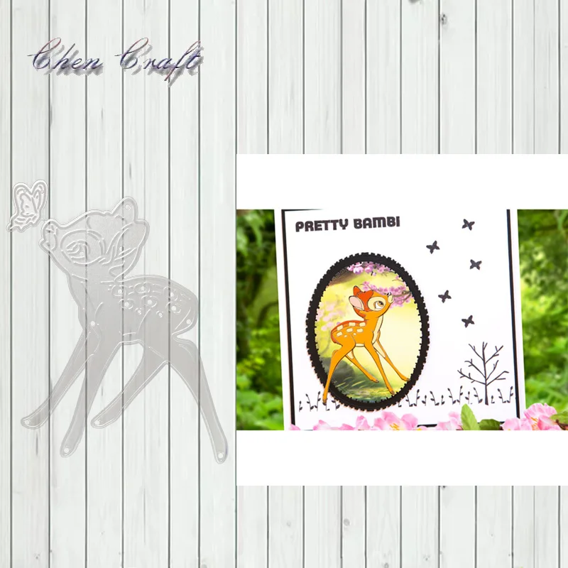 

Fawn chasing butterfly Metal Cutting Dies Stencils Scrapbooking Decorative Embossing Folder Carbon Steel Paper Card DIY
