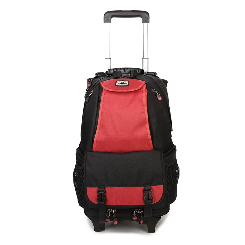 Сумка на колесиках для фотосъемки, чехол для SLR, нейлоновая сумка, большая емкость, водонепроницаемая сумка-рюкзак с дождевиком - Цвет: Red