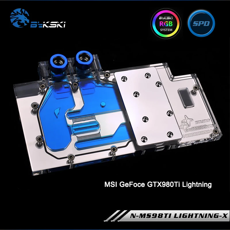 

Bykski N-MS98TILIGHTNING-X, Full Cover Graphics Card Water Cooling Block RGB/RBW for MSI GeFoce GTX980Ti Lightning