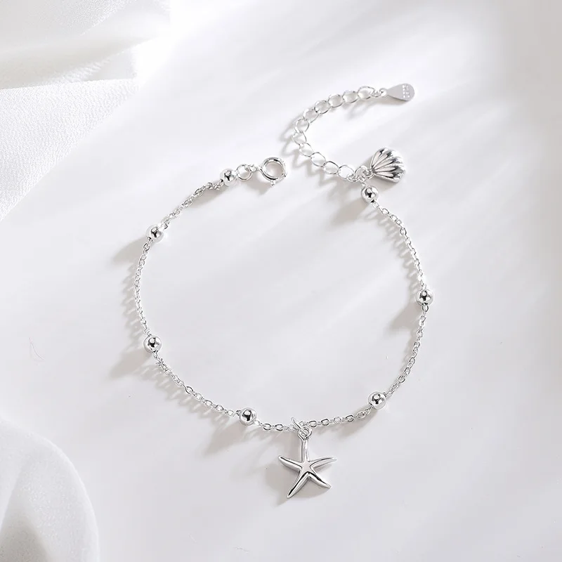 

Boho Vintage Conch Shell Starfish 925 Silver Bracelets for Women Nautical Ocean Seashell Beach Bracelet Summer Vacation Jewelry