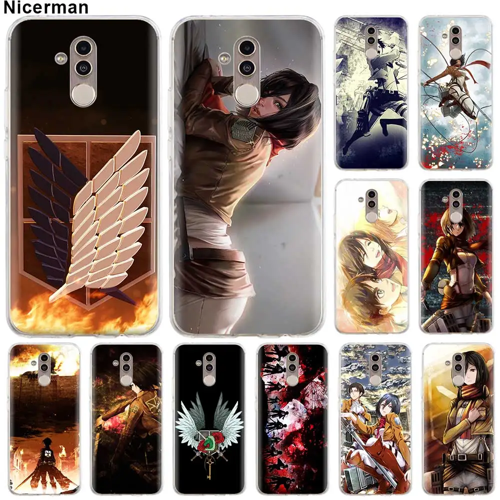 

Silicone TPU Case for Huawei Mate 20 10 Pro 10 20 Lite P30 P20 Pro P10 P9 Lite Case Attack on Titan Mikasa Soft Clear Capa