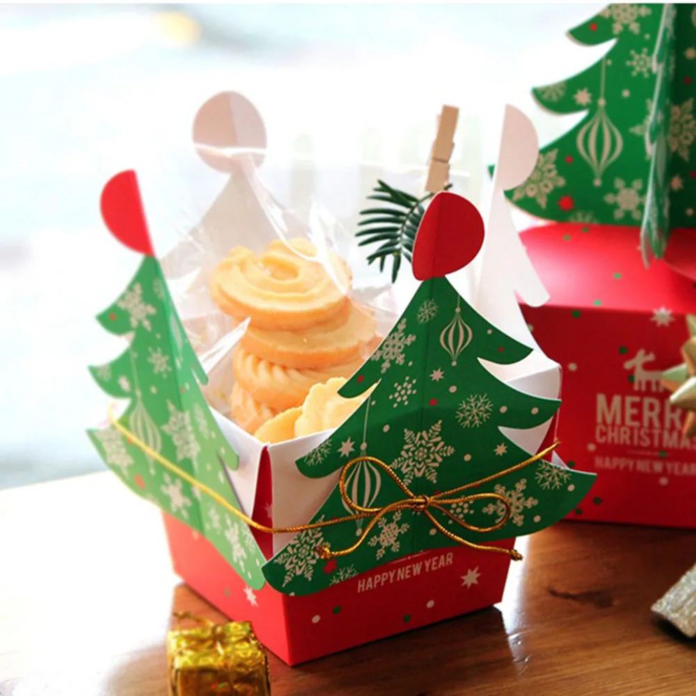Apple коробка для еды упаковка коробка снежинки картон красный и зеленый Колокольчик для елки коробки Рождество