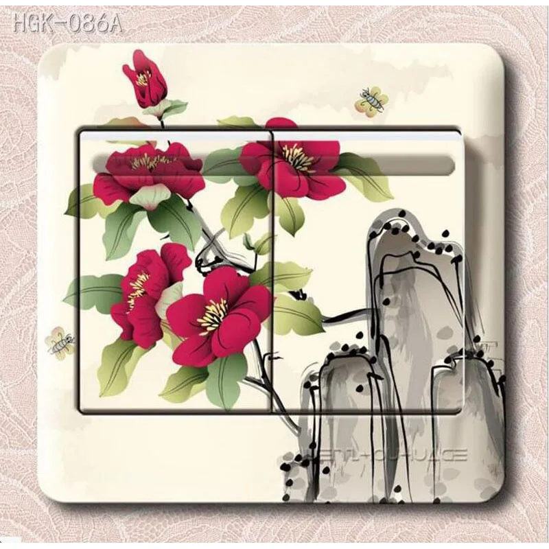 

1pcs flower plant pattern series PVC lantern switch stickers children baby bedroom living room wall stickers home decorations mu