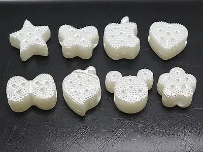

50 Assorted Ivory Faux Pearl Heart Star Flower Pony Beads Ready for Rhinestones