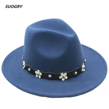 SUOGRY Trend твердая Мужская и женская войлочная шерсть Панама шляпа шляпка с узкими полями группа черные шапки унисекс фетровый, Джазовый формальный гладкая шляпа
