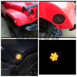Черный свет переднее крыло вспышек боковой габаритный указатель поворота светодиодные боковые габаритные лампы для Jeep Wrangler JK 2007 ~ 2016 лампы