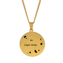 Anniyo redondo cabo verde/cabo verde mapa pingente colares para mulher masculino ouro cor jóias africano #100621