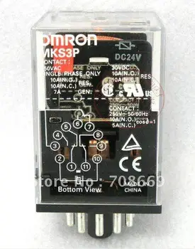 

10 set MKS3P DC 24V Power Relay 11-Pin 3NO 3NC 10A 250VAC 3PDT With Base