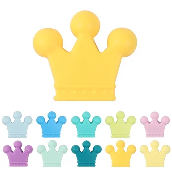 

TYRY.HU Original 35*30*7mm Crown Silicone Teether Beads 25pcs Baby Teether Nursing Pendant Beads For DIY Necklace Bracelet
