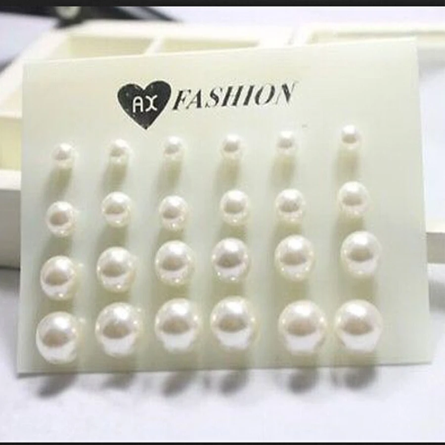 12 пар/компл. мода большой белый имитация жемчуга, серьги-гвоздики для Для женщин ювелирные изделия аксессуары бижутерия, brincos perle