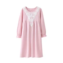 Детская весенняя одежда для девочек с длинными рукавами; элегантная розовая Милая свободная детская одежда для девочек; детская ночная рубашка