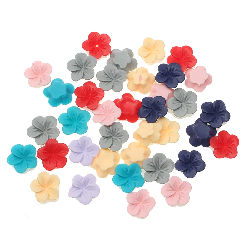 

100Pcs Mixed Colorful Resin Flower Decoration Crafts Flatback Cabochon Beads Embellishments For Scrapbooking DIY Accessories
