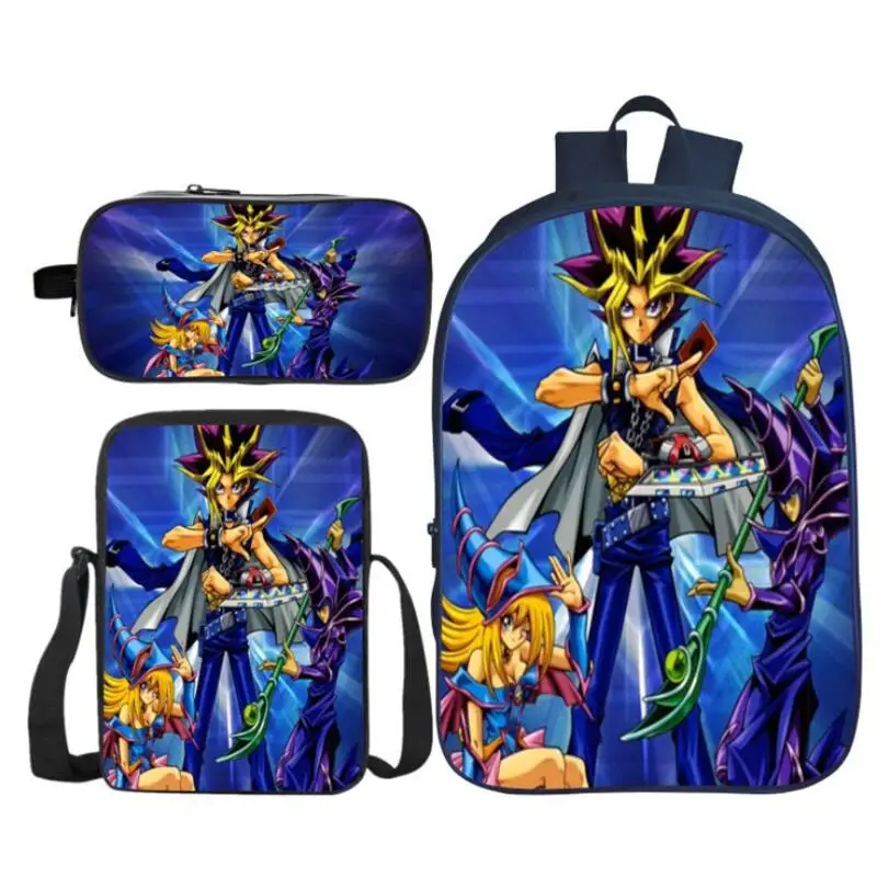 3 шт./компл., модные детские школьные сумки с 3D принтом Yu-Gi-Oh, рюкзак с монстрами Duel, детский рюкзак на плечо для мальчиков и девочек