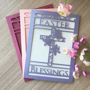 

20pcs Laser Cut Pearl paper wedding invitation cards Easter party Birthday Greeting decoration Cross Patter Easter Blessing card