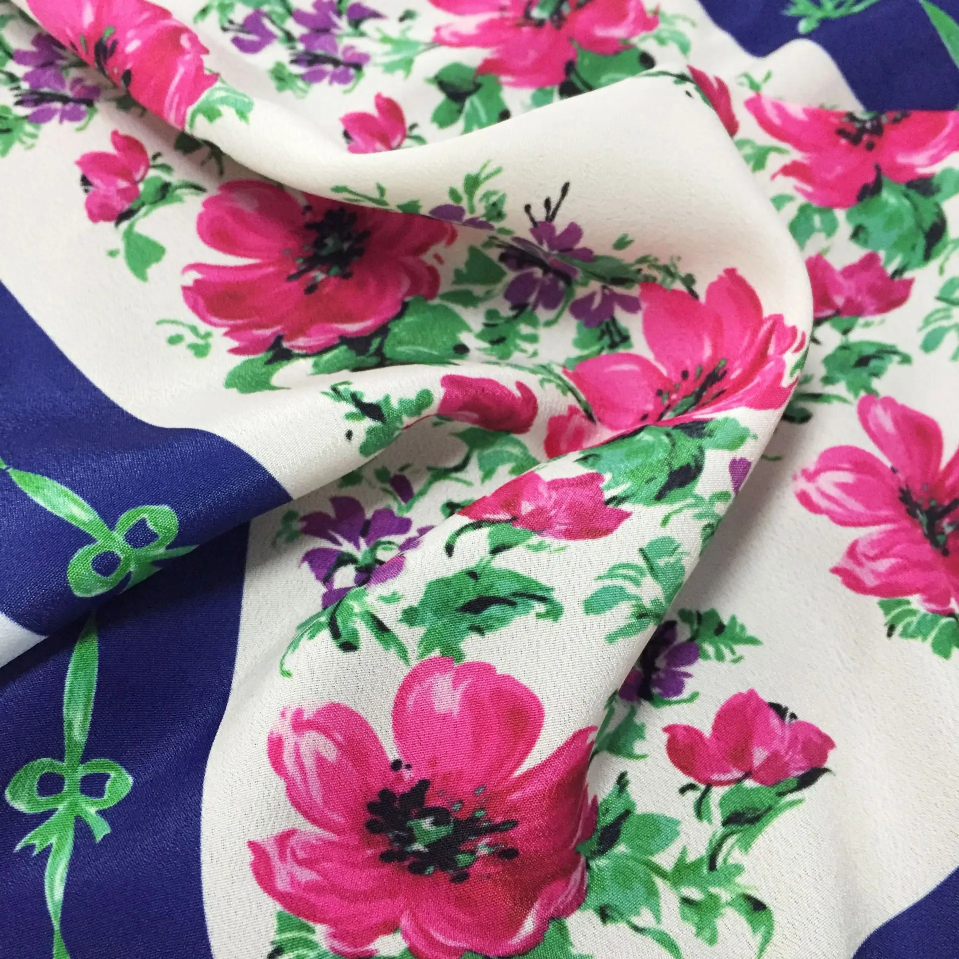 Tela de poliéster con estampado de crepé para pantalones, tejido con el  mismo patrón floral, para primavera y verano, 2018 - AliExpress