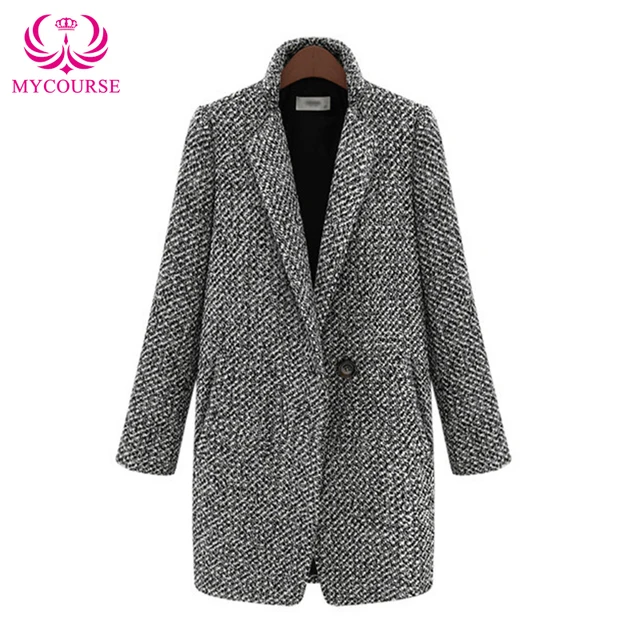 Buy MYCOURSE Fashion Women's Grey Wool Coats Winter