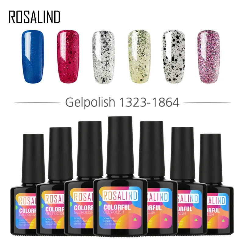 ROSALIND гель 1 S P+ черная бутылка 10 мл новое поступление 1467-1864 Гель-лак для ногтей Полупостоянный лаки для ногтей УФ светодиодный Гель-лак
