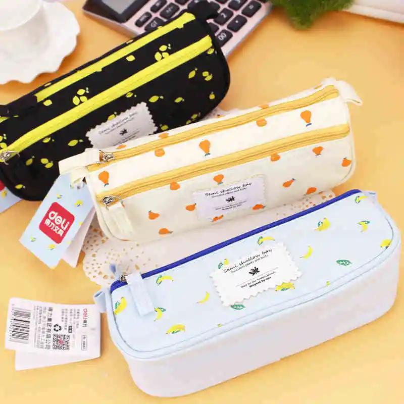 

Large School kawaii Pencil case for Girls Boys colorful Canvas Pencil Bag 66642 Semi Shallow Bay fresh School Supplies Gift