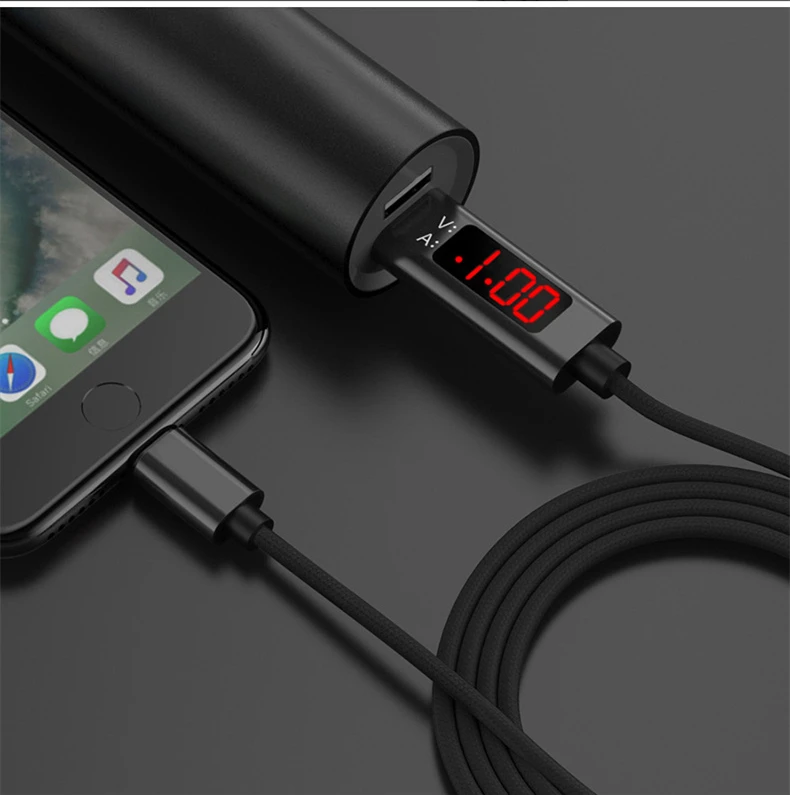 USB кабель 5V 2.4A Быстрая зарядка светодиодный дисплей Тип C кабель зарядного устройства микро-usb для samsung huawei Xiaomi Шнур для iPhone iPad кабель