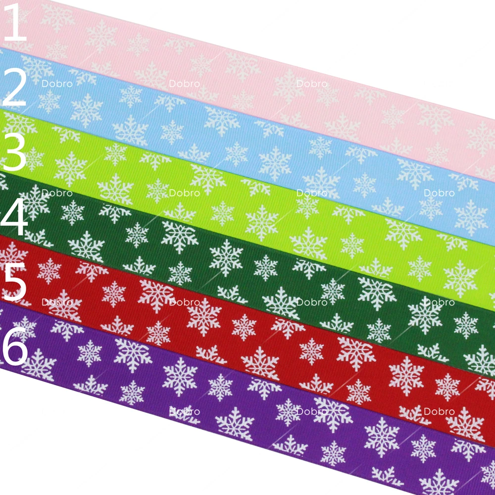 

1" 25mm 6 Colors Seletions Christmas Snowflakes Festival Printed Grosgrain Ribbons for Home Party Craft DIY Hair Decoration 05
