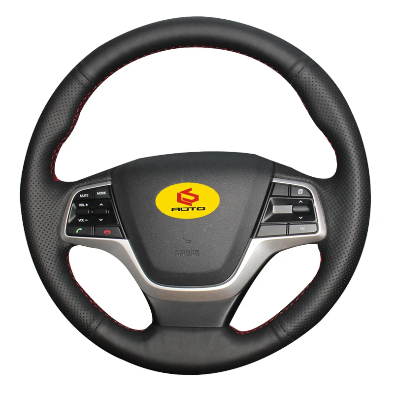 

Braid on the Steering Wheel Cover for Hyundai Elantra 4 2016 2017 Solaris 2017 Accent 2018 leather steering wheel case