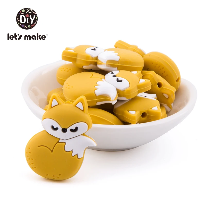 Grânulos de Silicone de Raposa Bonito dos Desenhos Mordedor para o Bebê Animados Animais Mordedores Livre Grau Alimentício Silicone Recém-nascido Dentição 10pc Bpa 8 desenhos animados animais mordedores 10pc bpa livre
