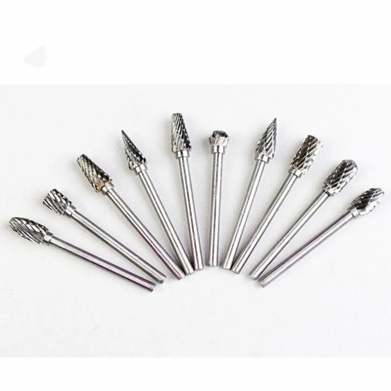 10 PIECE DIAMOND BURR BIT SET DRILL DIE GRINDER ROUTER 6.35 MM 1//4/" SHANK CUTTER