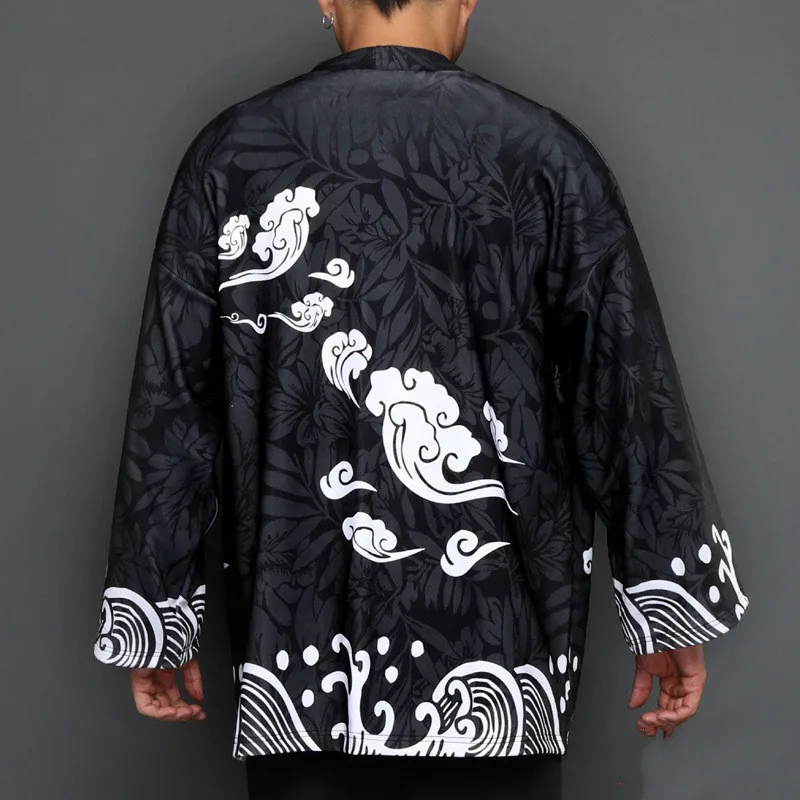 

Japanese thicken kimono cardigan men haori yukata male samurai costume kimono jacket mens kimono shirt yukata haori X9150