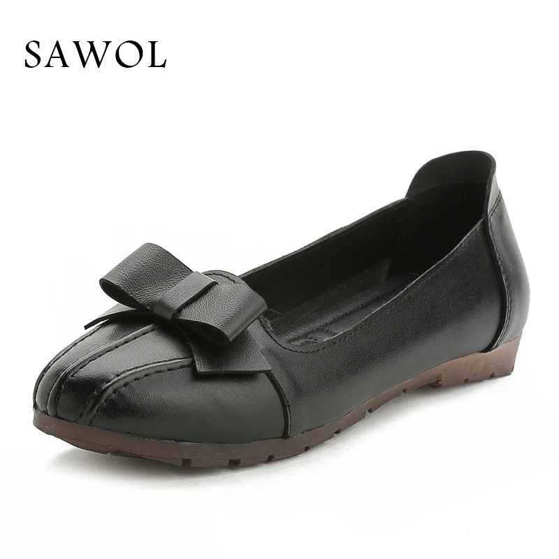 

Women Flats Genuine Leather Brand Women Shoes Women Sneakers Shallow Soft Female Casual Shoes Spring Autumn Round Toe Sawol