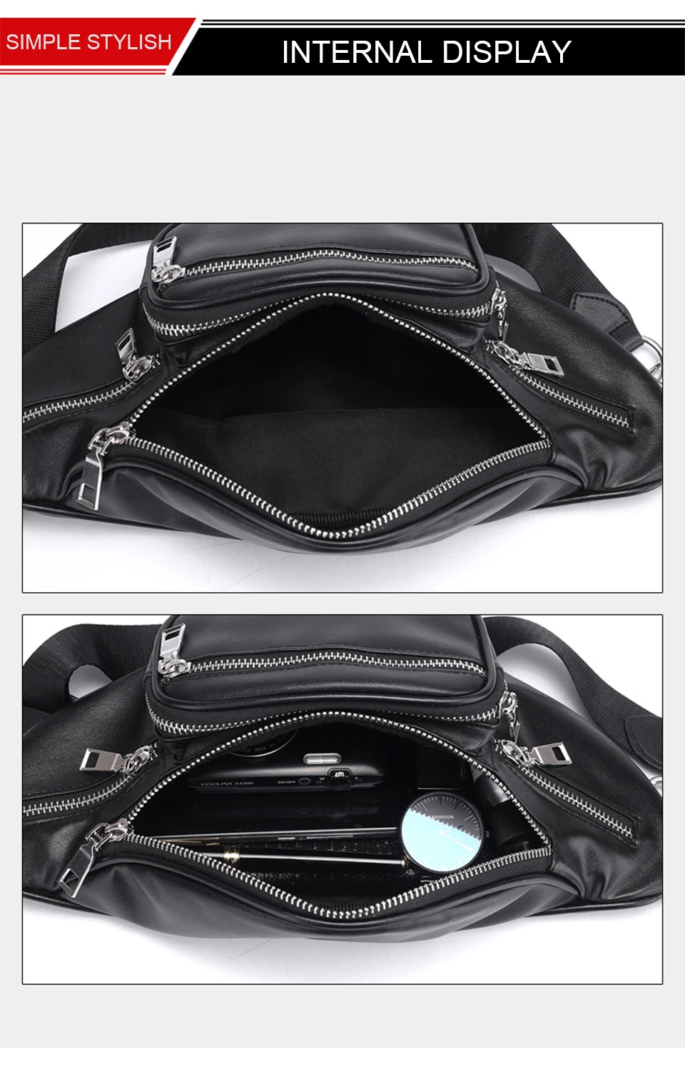 Crossbody Bags PU Leather Chest Bag Mens Cross Body Shoulder Male Women Sac Bolsa School Summer Bagpack Female Strap Back Packs (10)
