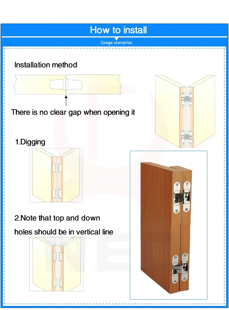 dobrável oculta invisível, hardware de móveis de cozinha, 7 tamanhos, 2pcs