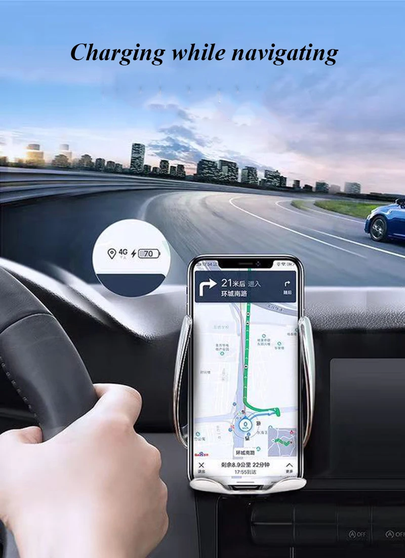 06Car Wireless Charger Smart Auto Clamp Charge Mount Air Vent Phone Holder