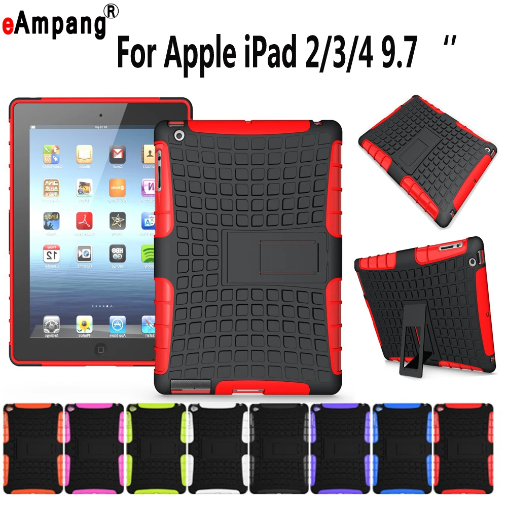 

Case For Apple iPad 2 3 4 iPad2 iPad3 iPad4 9.7 Case Cover Funda Tablet Kid Safe Silicone Hard PC Shockproof Back Stand Shell